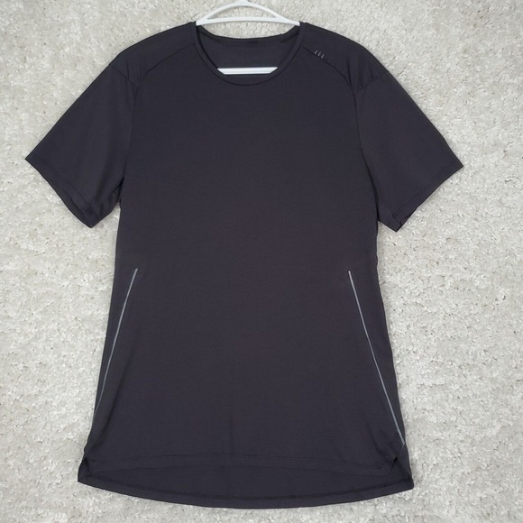 Lululemon Mens Mesh‎ Athletic Shirt Medium Black Running Training Lightweight - Picture 1 of 8